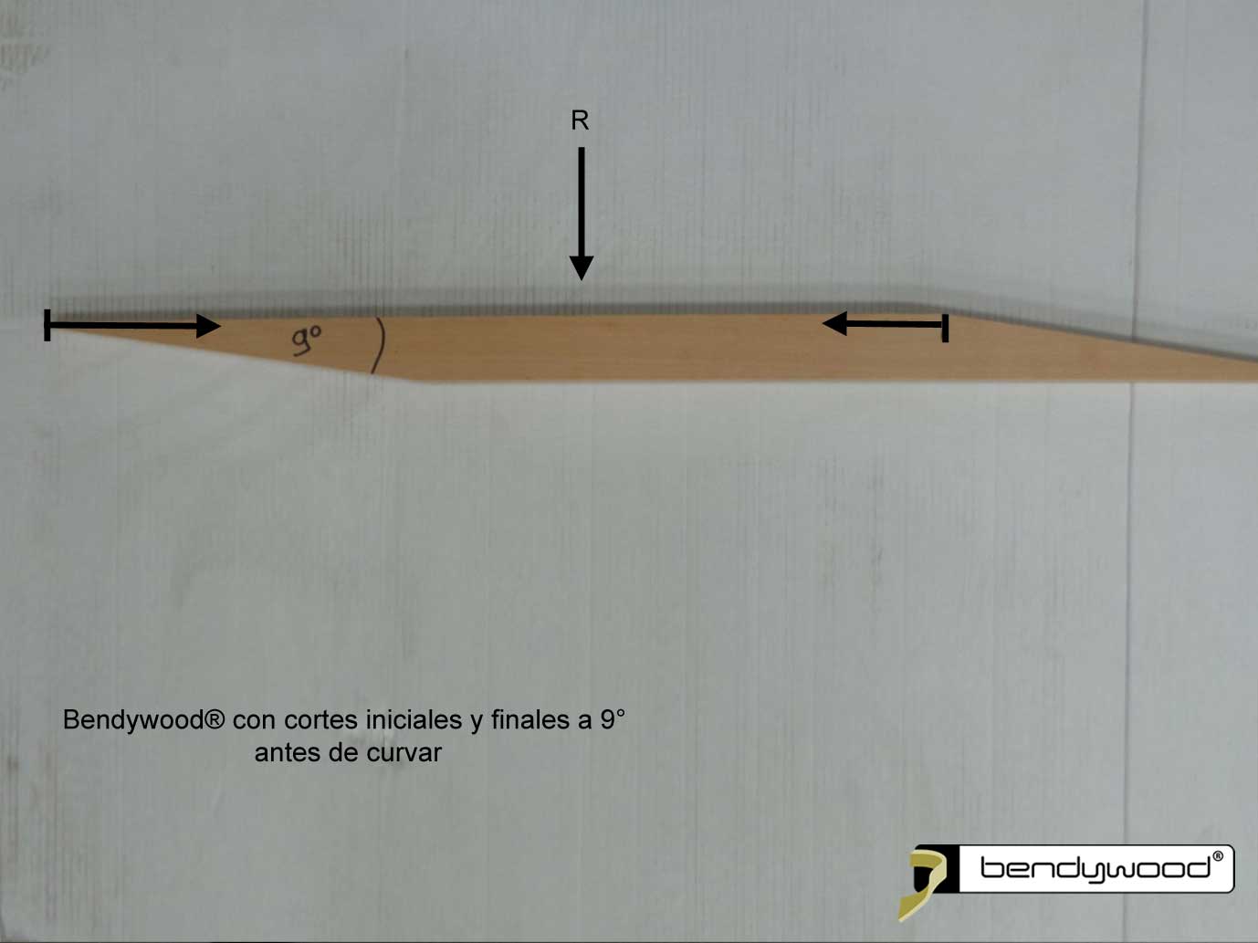 Pasamano Bendywood® con cortes a 9° - Candelabro en Bendywood®